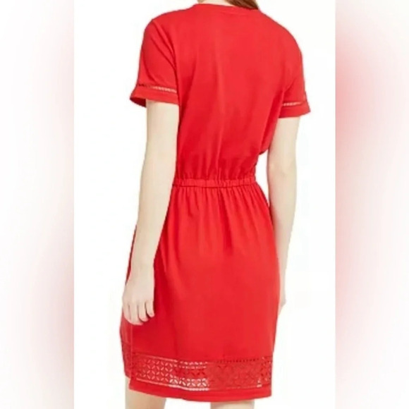 Tommy Hilfiger drawstring-waist eyelet trim red dress, Size: XL - Picture 2 of 5